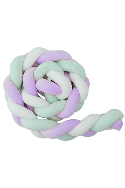 Mixbo Protective Side for Baby Crib, Mixbo, Braided Bumper, Cotton, Purple, Green, White 4m