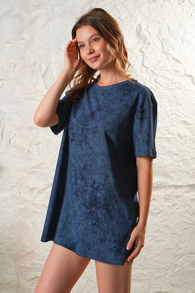 Avones Rochie de damă, lavabilă cu acid, cu model de vopsea cravată, cu croiala relaxată