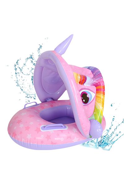 Teno Colac Inot cu Parasolar pentru Bebelusi Teno®, model unicorn, parasolar detasabil, 3-36 luni, mov