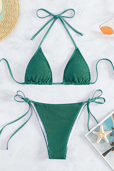 Mixbo Costum de Baie, Doua Piese, Creponat, Deep Green, Mixbo, marime S
