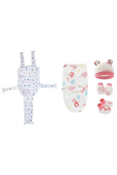 Mixbo Kit Support Hammock Type for Baby Tub, Adjustable Swaddle System Set 0-3 Months Pink, 018