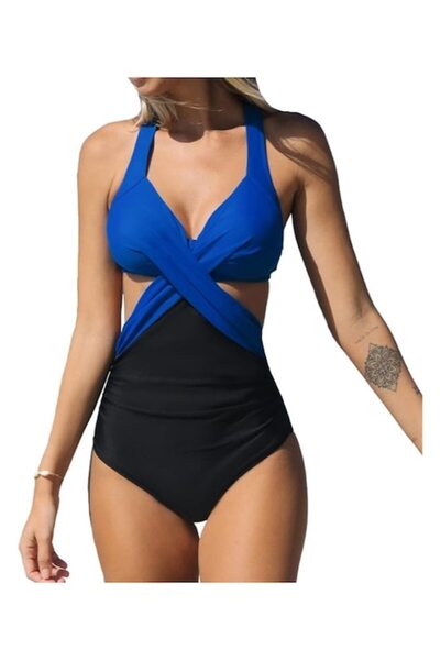 Mixbo Costume de Baie Mixbo, Intreg, Decupat, Black and Blue, marime M