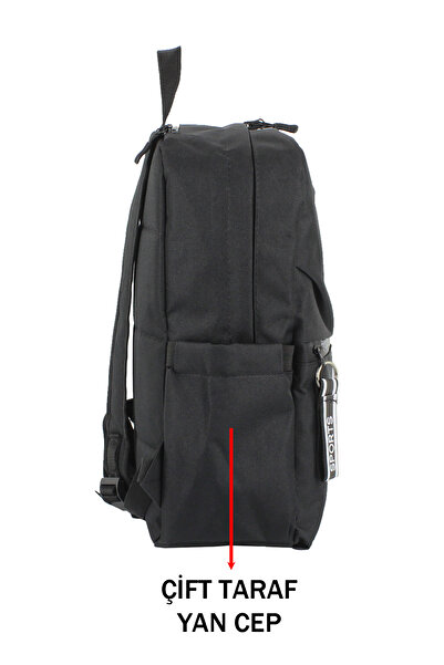 Dada Sports Model Black Women's Backpack Large Internal Volume Waterproof Fabric Daily Use with Side Pockets