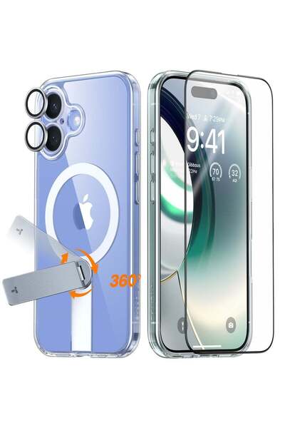 TORRAS مجموعة iPhone 16 Plus 3 في 1 من سلسلة Pstand Spin (حافظة حامل مغناطيسي...