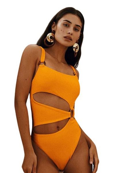 Mixbo Mixbo One Piece Swimsuit, Electric Orange, size L