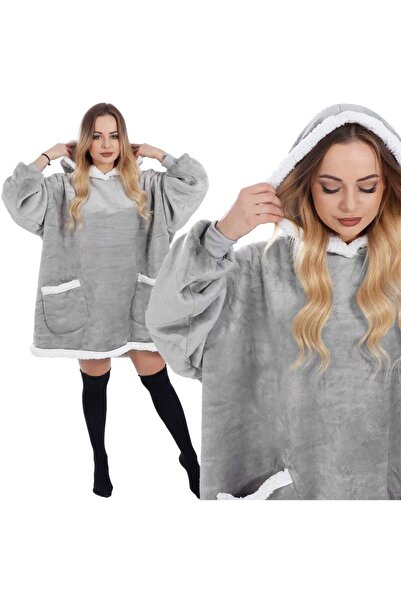 SERSIMO Patura tip hanorac, cu maneci, gluga si buzunare, material plus, mari...