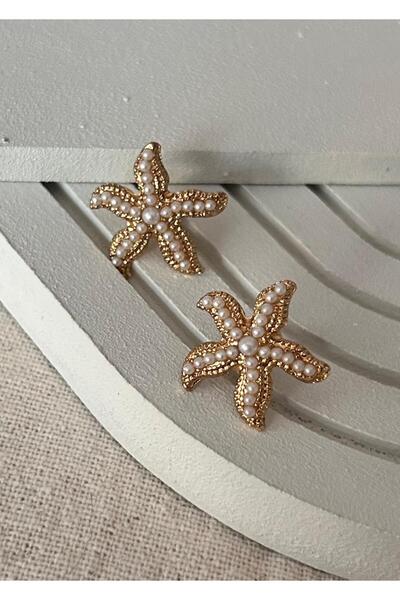 juleeco Mini Pearl Starfish Earrings(2X1.5Cm)