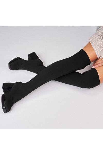 Joana Cizme Dama Imblanite Negre din Textil Baylie