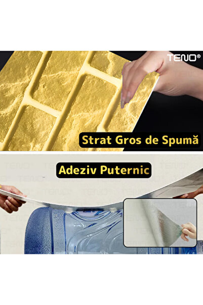 Teno Set 50x Tapet Marmura Premium 3D Teno®, suprafata acoperire 9 mp, 30x60 cm, model 60, auriu