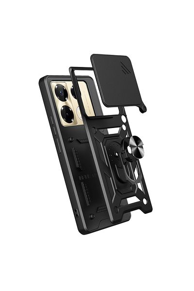 kilifone Infinix Note 40 Pro Compatible Case with Magnetic Stand Camera Protection Sliding And-Vega Cover-Black-T34783