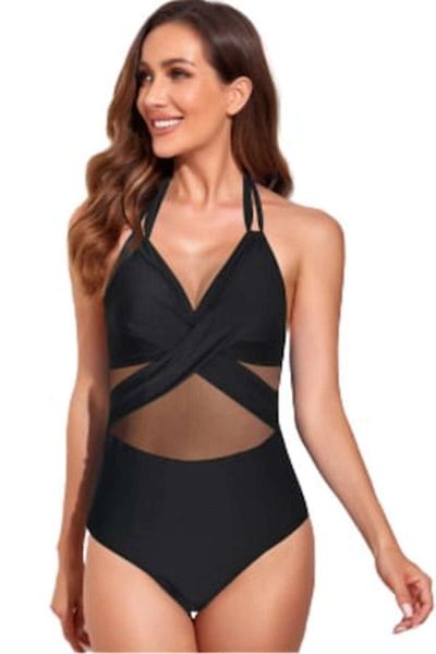 Mixbo - Black One Piece Swimsuit, Size M
