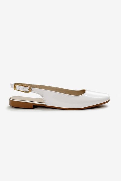 Tonny Black Women's White Open Back Buckle Ballerinas