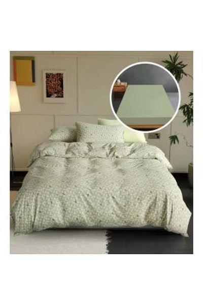 Ralex Lenjerie pat Tricot Bumbac 100% cu husă pentru saltea de 160/180 cm x 200 cm, pilotă 200 x 230 cm,