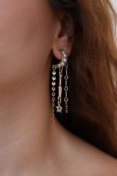 Ladies&Gentlemen Moon and Sun Model Asymmetric Bohemian Earrings