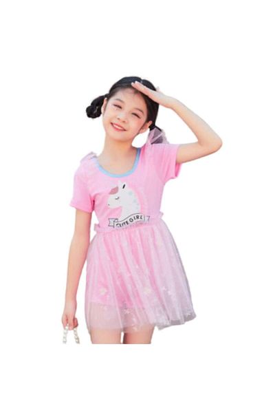 Mixbo - One-Piece Children's Swimsuit, Pink Unicorn, 49 cm
