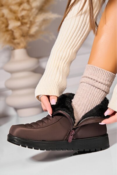 Joana Γυναικείες καφέ μπότες με επένδυση γούνας από την Fas Ximena