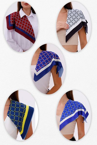 tarzınısec 5-Piece Chain Patterned Efes Model Scarf Set Estascarf