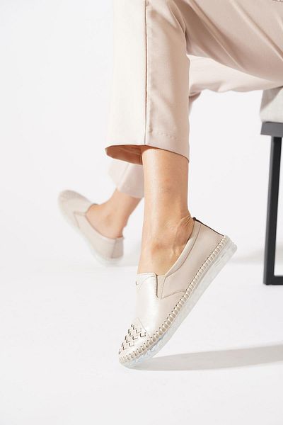 Moda Pie Norvet Genuine Leather Women's Shoes Beige Skin