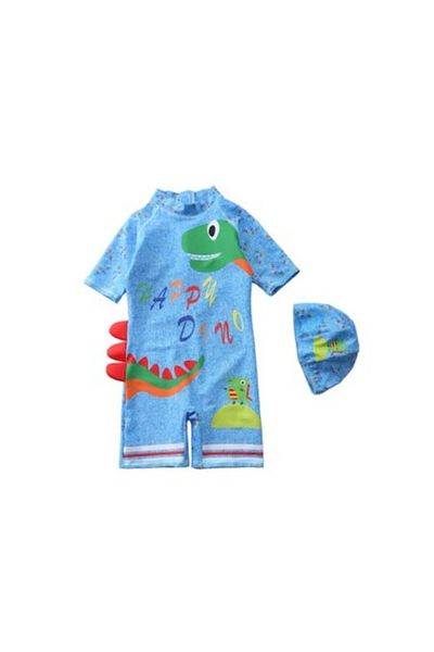 Mixbo Children's One-Piece Swimsuit, Mixbo, Dinosaur Turquoise Two-Piece XL