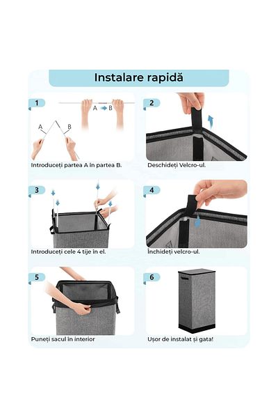 Elindor Foldable Laundry Basket with Lid and Removable Bag, 100 L, with Handles, 76 x 41.5 x 31.5 cm, Gray