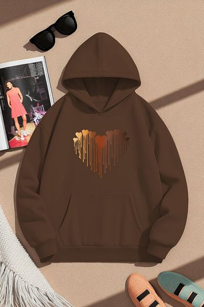 uyguntarz Unisex Melting Hearts Design Printed Sweatshirt
