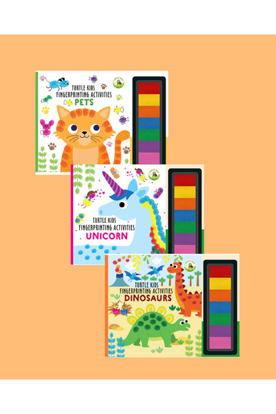 TURTLEKİDS Turtle Kids Fingerprint Activities Series 3 (Pets - Unicorn - Dinosaurs)