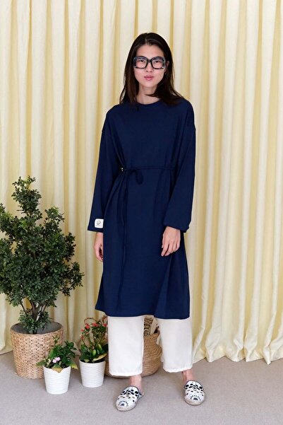 Ceylan Otantik Navy Blue Long Body Tunic