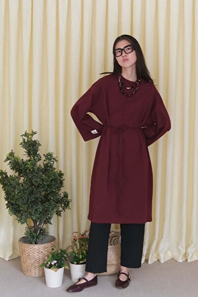 Ceylan Otantik Burgundy Long Body Tunic