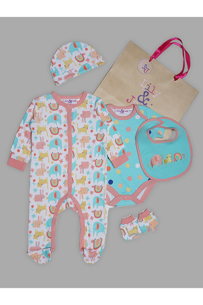 lily and jack طقم مكون من 5 قطع من رومبر وبدلة جسم للأطفال