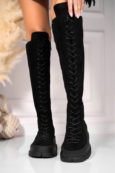 Joana Cizme Dama Imblanite Negre din Piele Ecologica Intoarsa Laysha2