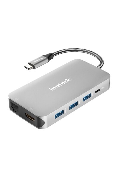 inateck Hub USB Tip-C cu 9 porturi din aluminiu USB A, USB C, HDMI, Ethernet