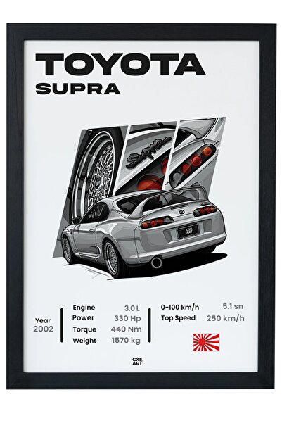 gxe.art Supra 2JZ crni uokviren poster sa slikom
