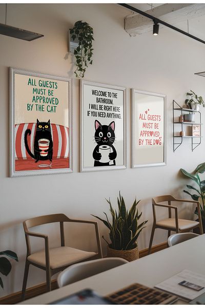 21mxm Set de 3 tablouri pe pânză cu citate amuzante pentru baie – Artă murală cu umor la toaletă, poster cu animale ciudate pentru casă