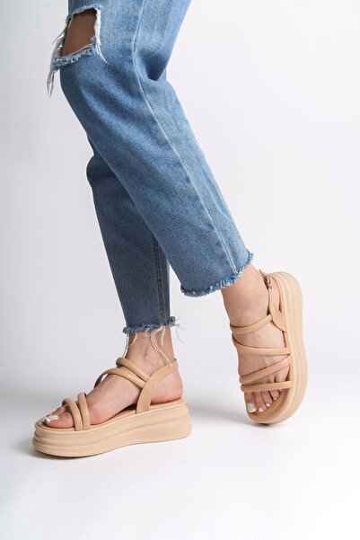 Joy Ayakkabı Natalie Thin Buckle Ribbon Detailed Orthopedic Sole Women's Sandals Ctt - Skin