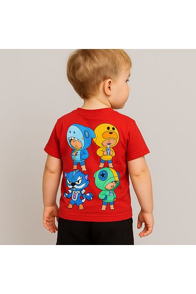 Uğur bebe Brawl Stars Patterned 100% Cotton Boy Shorts Suit with Pocket and Laces 3-4 Years