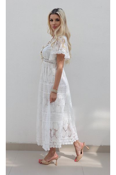 Alorabella Kayley gold trim crochet maxi