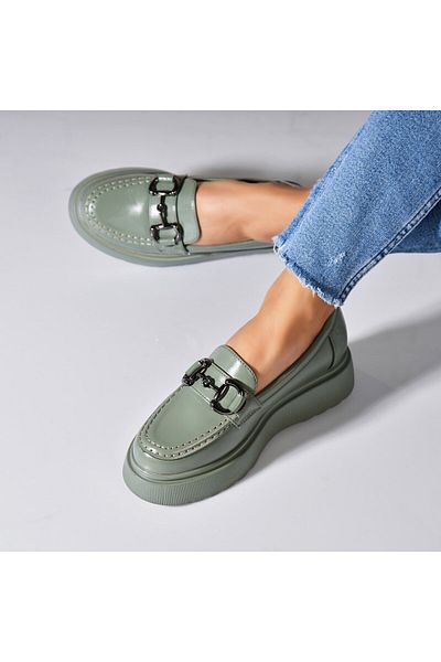 Joana Women's casual shoes in green ecological leather Navia