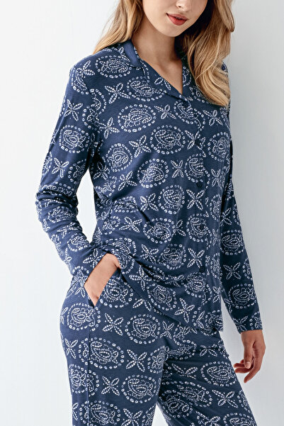 Arnetta Kadın Mavi Gömlek Pijama