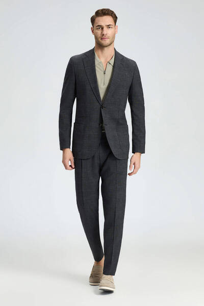 Hemington Linen-Wool Blend Black Summer Blazer Jacket