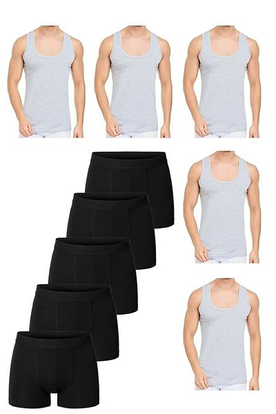 Hipatya 10 Piece Undershirt and Boxer Set Economical Package 5 Boxers 5 Undershirts