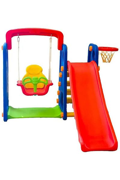 Toybox زلاقة وأرجوحة 3 في 1 مع حلقة كرة سلة 180x162x126 سم