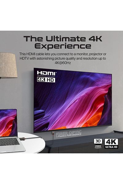Promate كابل HDMI 2.0، كابل HDMI إلى HDMI أحادي الاتجاه بدقة 4K@60Hz، كابل 20 متر - ProLink4K60-20M