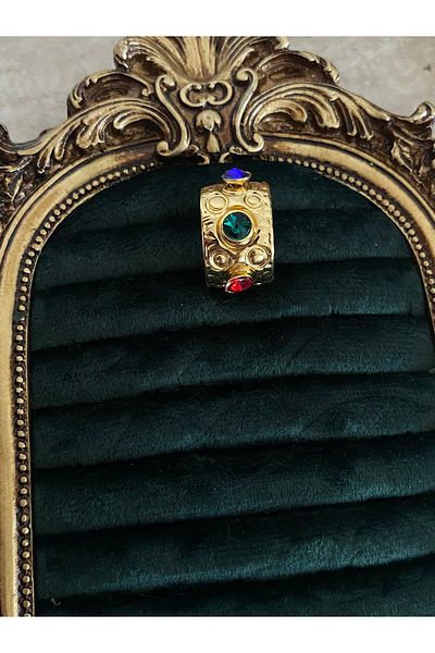 Vadısh store Colorful Zircon Stone Retro Gold Adjustable Ring