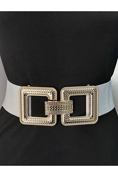 Kemerix Women's Gold Buckle Elastic Waist Belt Corset