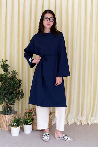 Ceylan Otantik Navy Blue Long Body Tunic