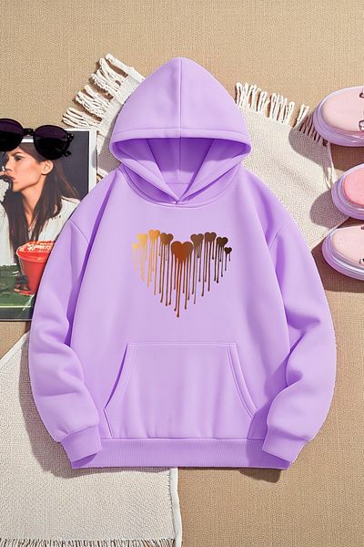 uyguntarz Unisex Melting Hearts Design Printed Sweatshirt