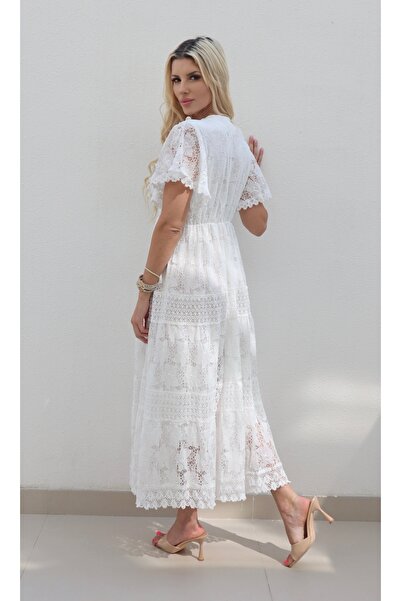 Alorabella Kayley gold trim crochet maxi