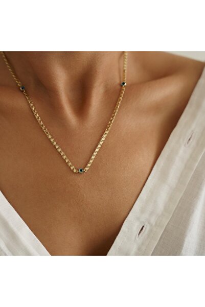 ALTINTAŞ KUYUMCULUK Nazar Boncuklu Pullu Altın Zincir