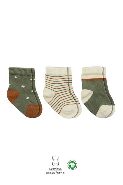 EFN GİYİM 3-Piece Combed Cotton Girl's Socks Bs10112 Nil