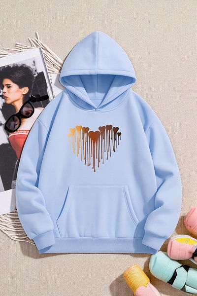 uyguntarz Unisex Melting Hearts Design Printed Sweatshirt